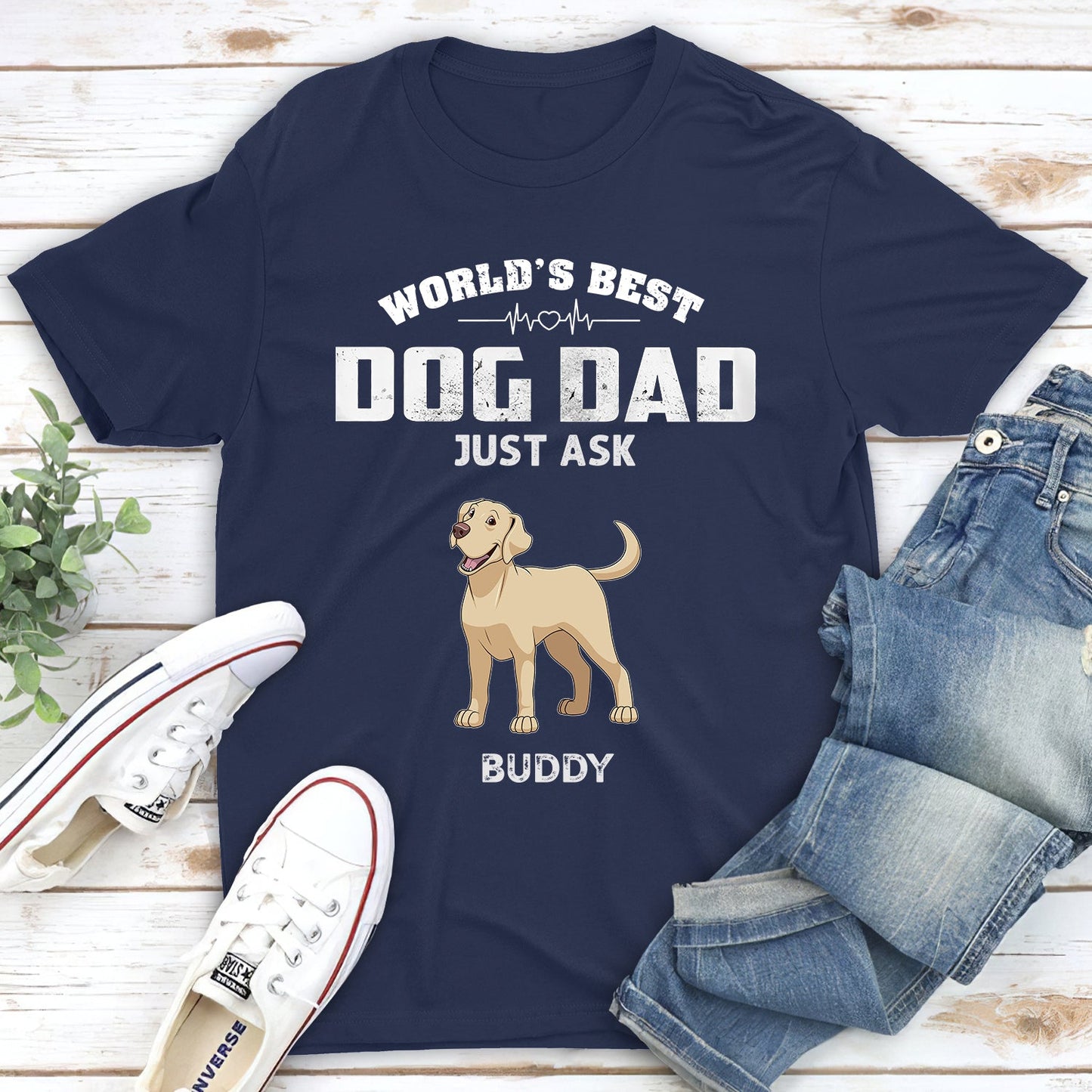 World‘s Best Dog Dad Grunge - Personalized Custom Unisex T-shirt