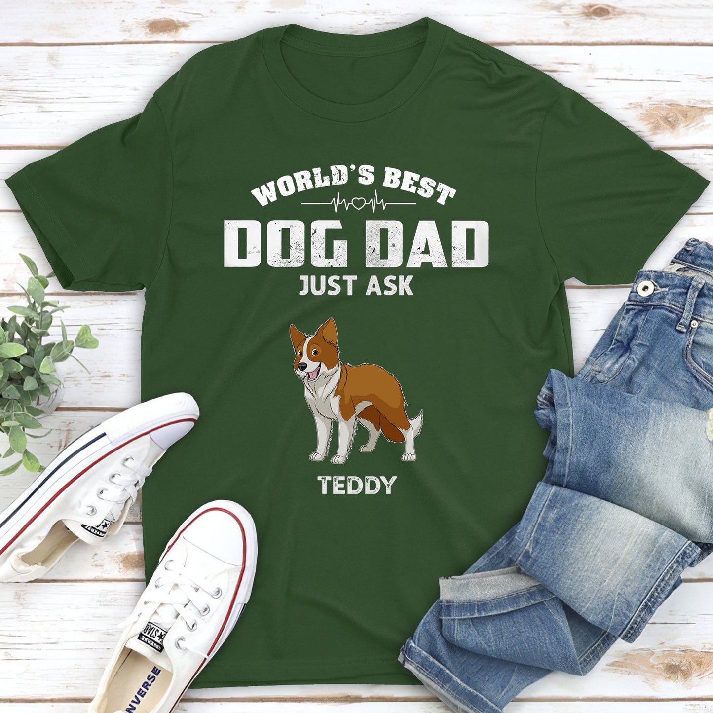World‘s Best Dog Dad Grunge - Personalized Custom Unisex T-shirt