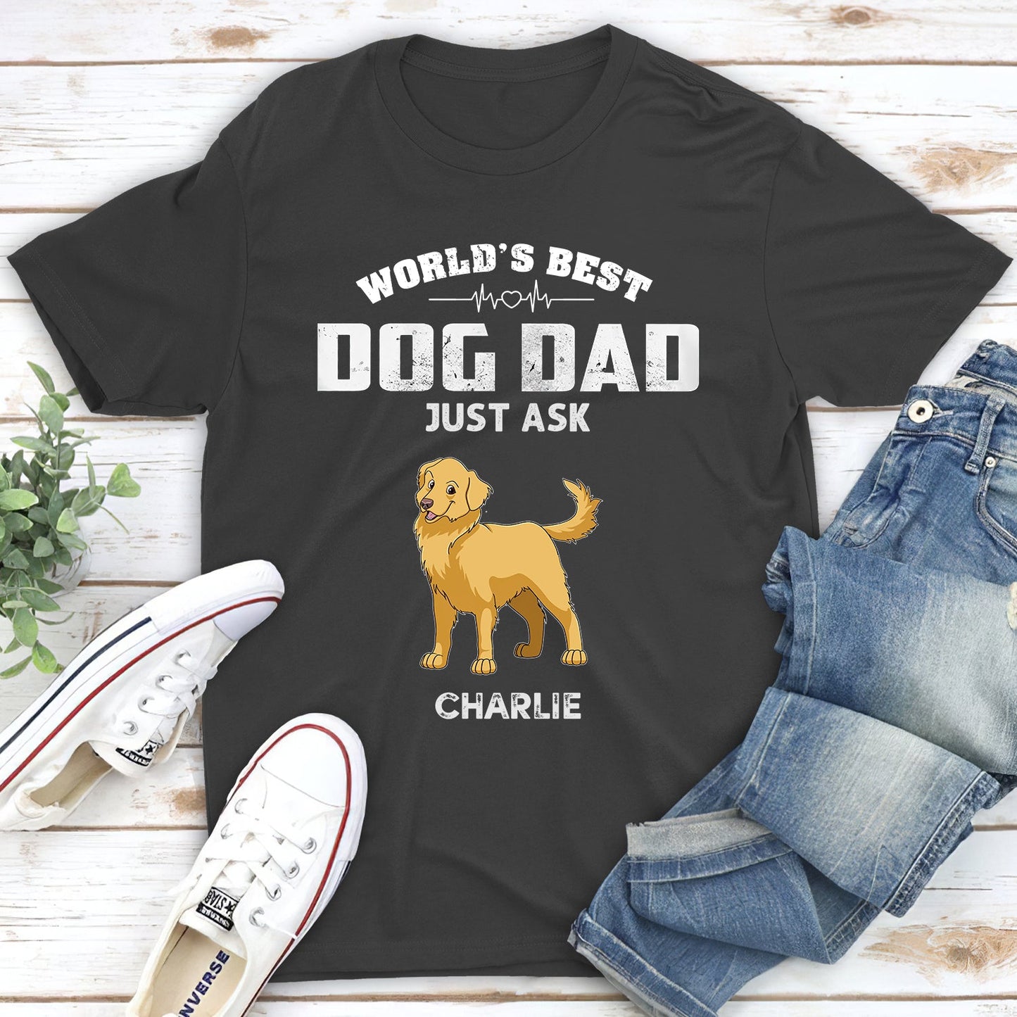World‘s Best Dog Dad Grunge - Personalized Custom Unisex T-shirt