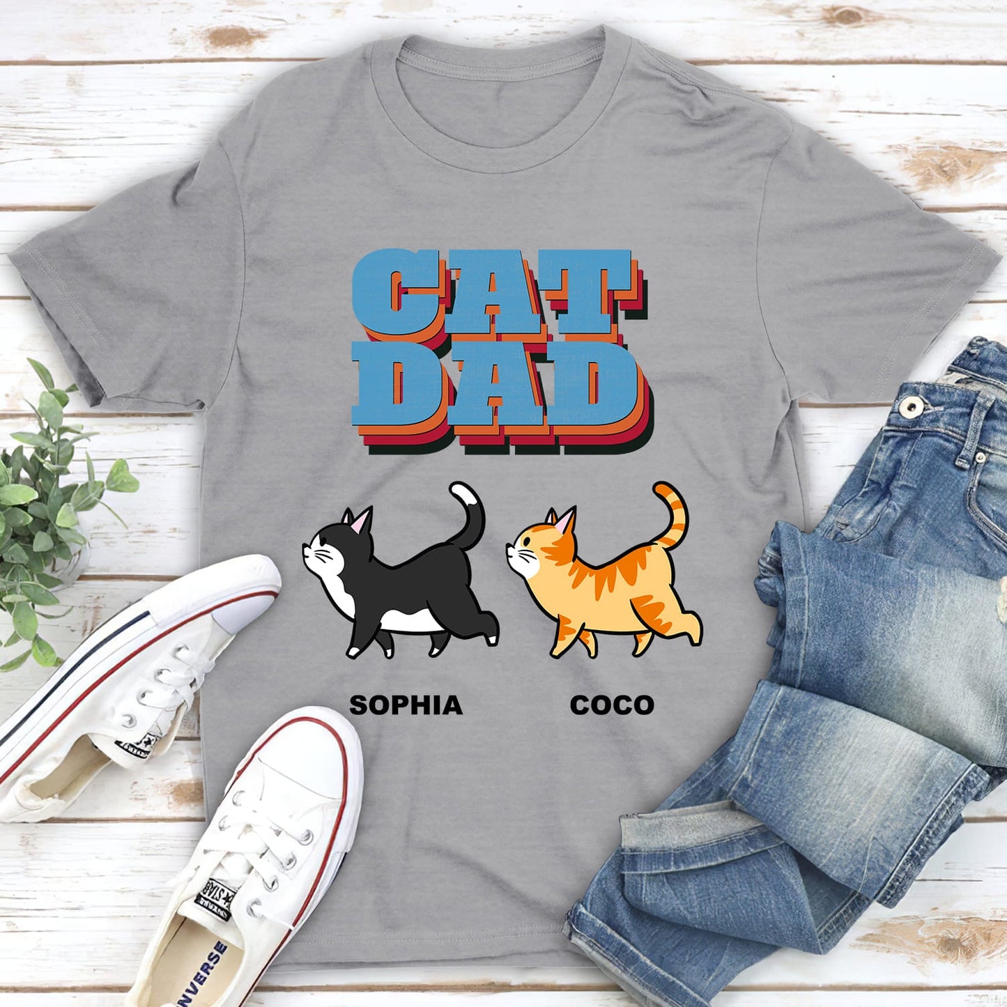 Cat Dad Retro - Personalized Custom Unisex T-shirt