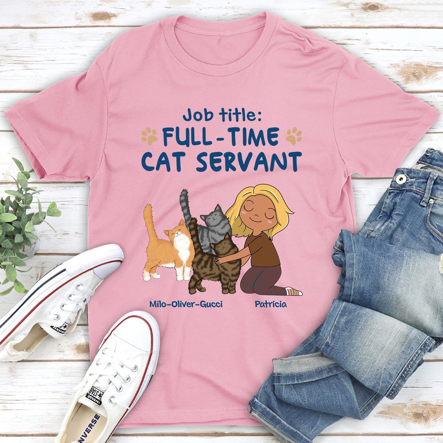 Full-Time Cat Servant - Personalized Custom Unisex T-shirt