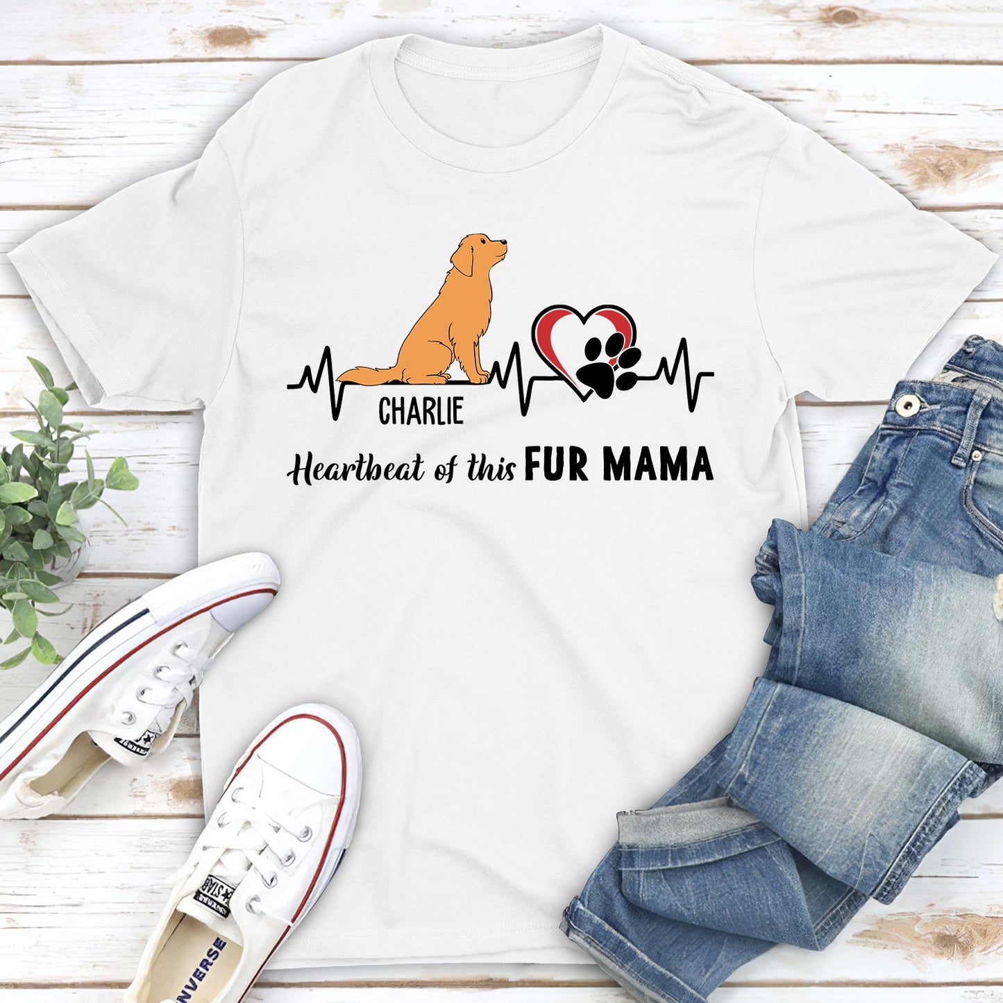 Heartbeat Of Fur Mama - Personalized Custom Unisex T-shirt