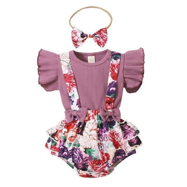 Girl's Clothing Purple / 6M Floral Printed Rompers