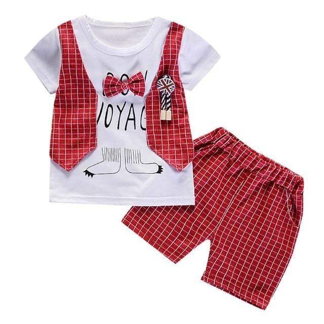 Girl's Clothing Red / 12M / United States Gentleman Bow T-shirt Tops Shorts