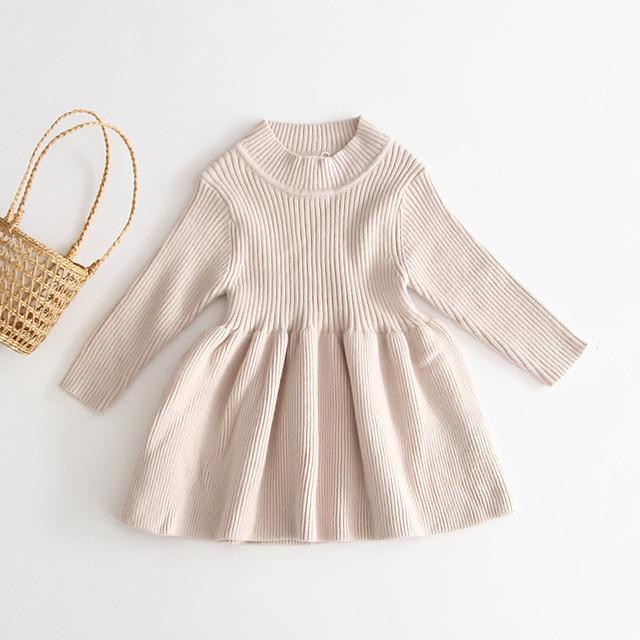 Girl's Clothing Beige / 12M Girls Wool Knitted Dress