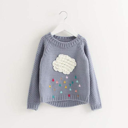 unisex Gray / 12M Kid Cloud Raindrops Sweater