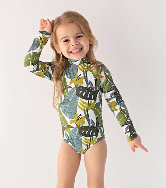 Girl's Clothing Leaves / child-90 Long Sleeve Swimwear
