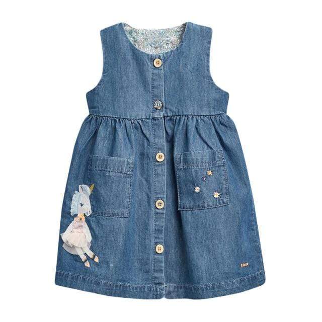 Girl's Clothing Blue Unicorn / 6T Pinafore Sleeveless Dress
