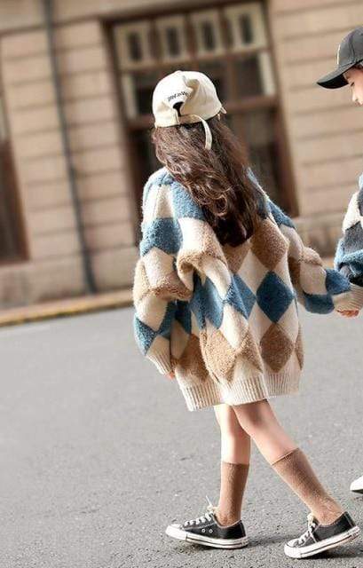 Girl's Clothing grid beige / 3T Plaid Cardigan