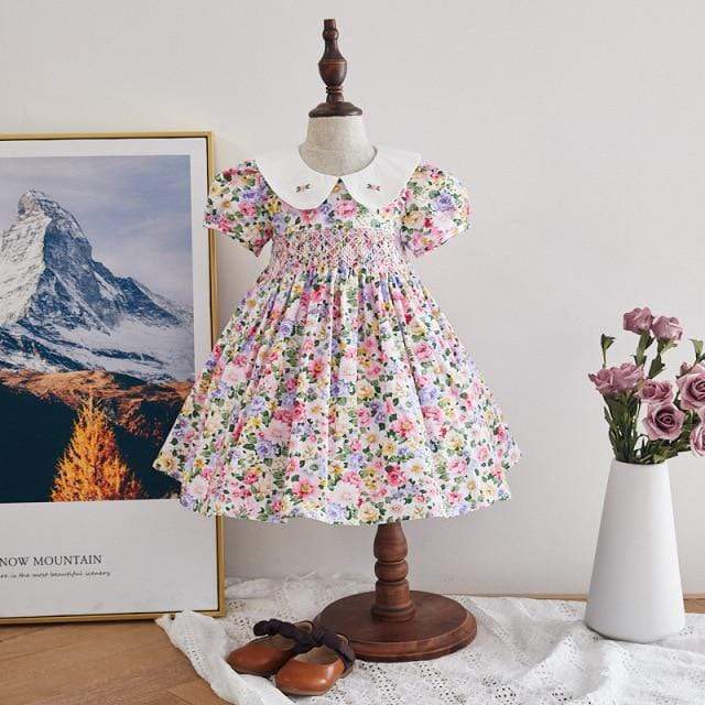 Girl's Clothing Flower H / 3T Vintage Floral Smock Dress
