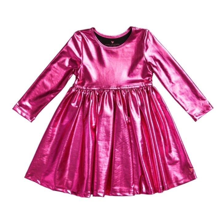 Pink Chicken Liza Lame Pink Metallic Dress