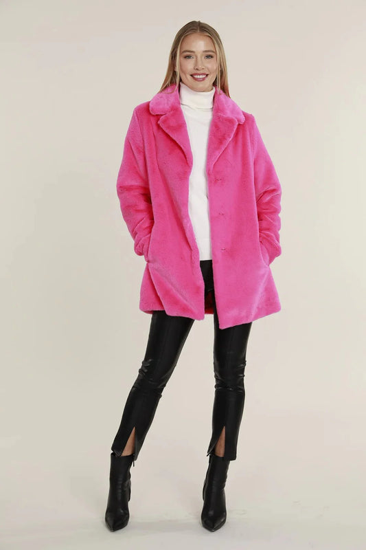 Plush Faux Fur Coat - Lush Lemon - Women's Clothing - Dolce Cabo - 13633