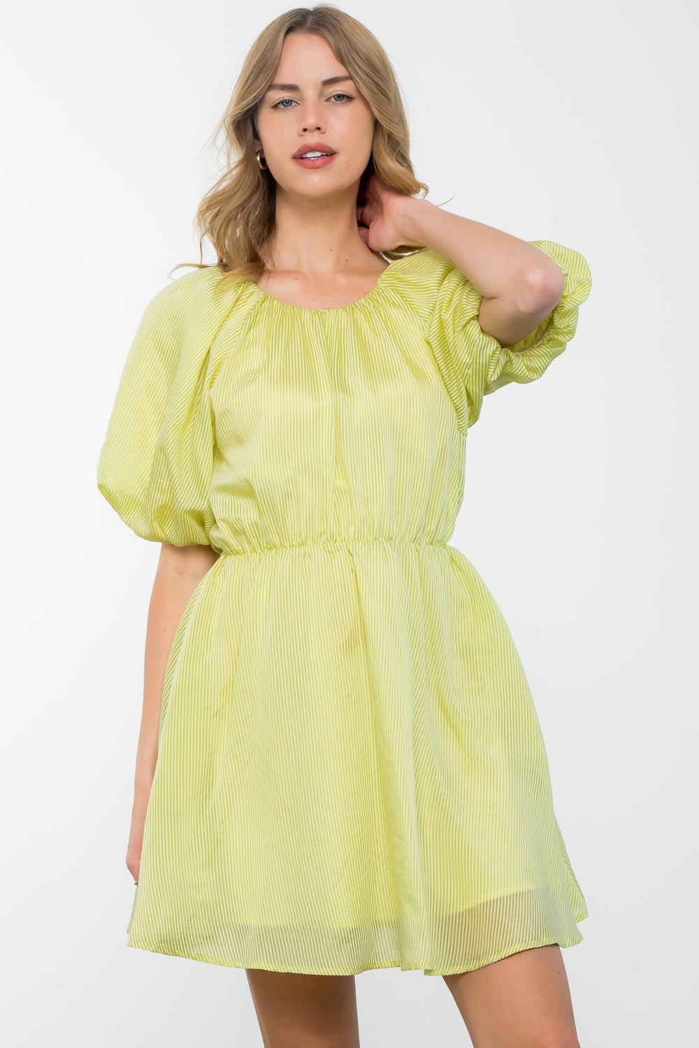 Puff Sleeve Striped Dress