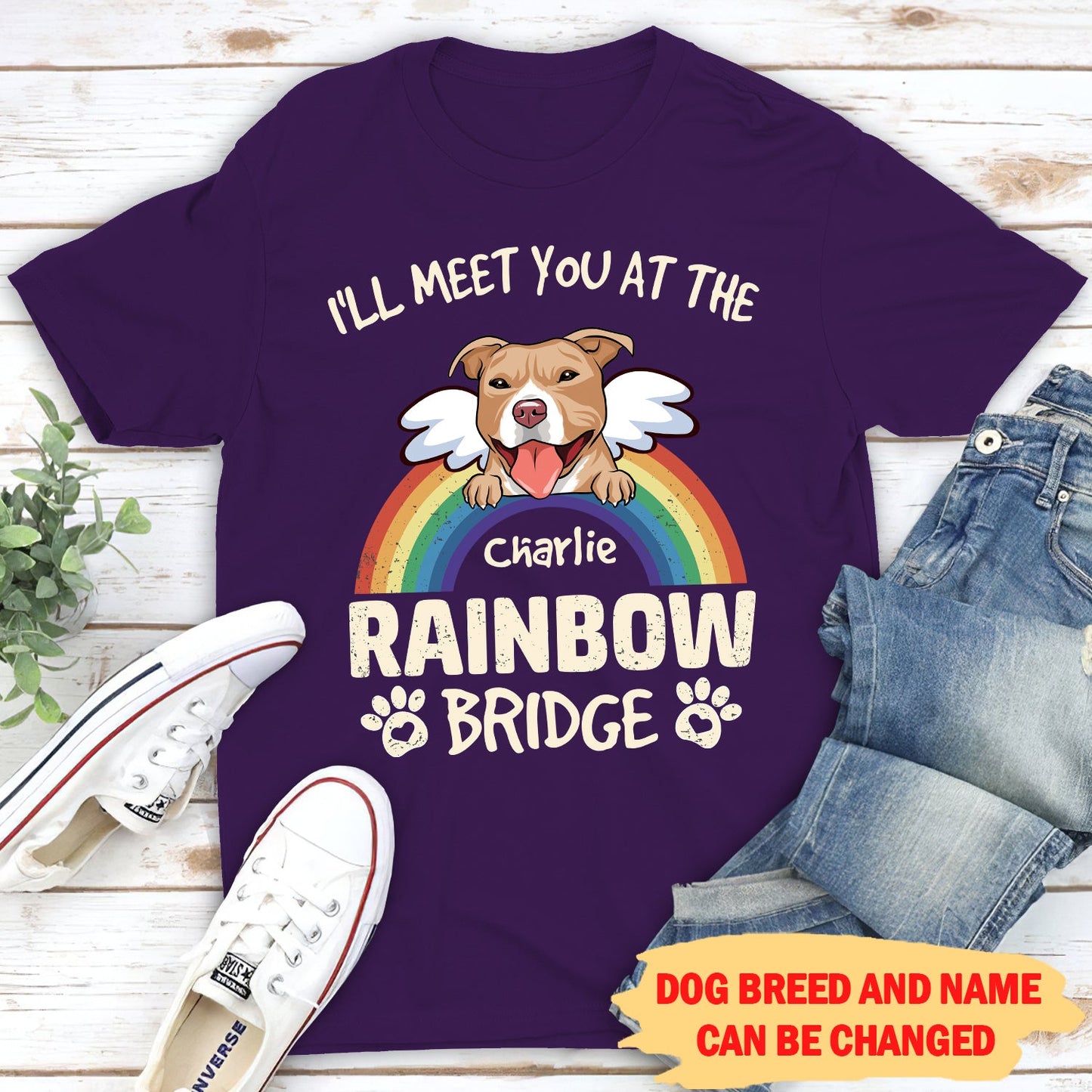 I'll Meet You At The Rainbow Bridge - Personalized Unisex T-shirt - Memorial Gifts