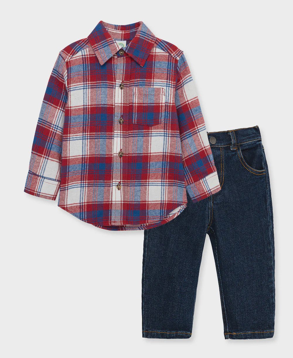 Red Plaid Woven Set