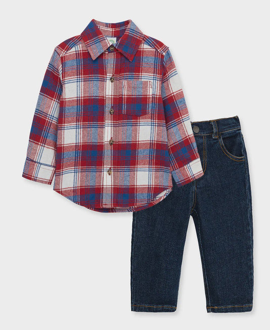 Red Plaid Woven Set