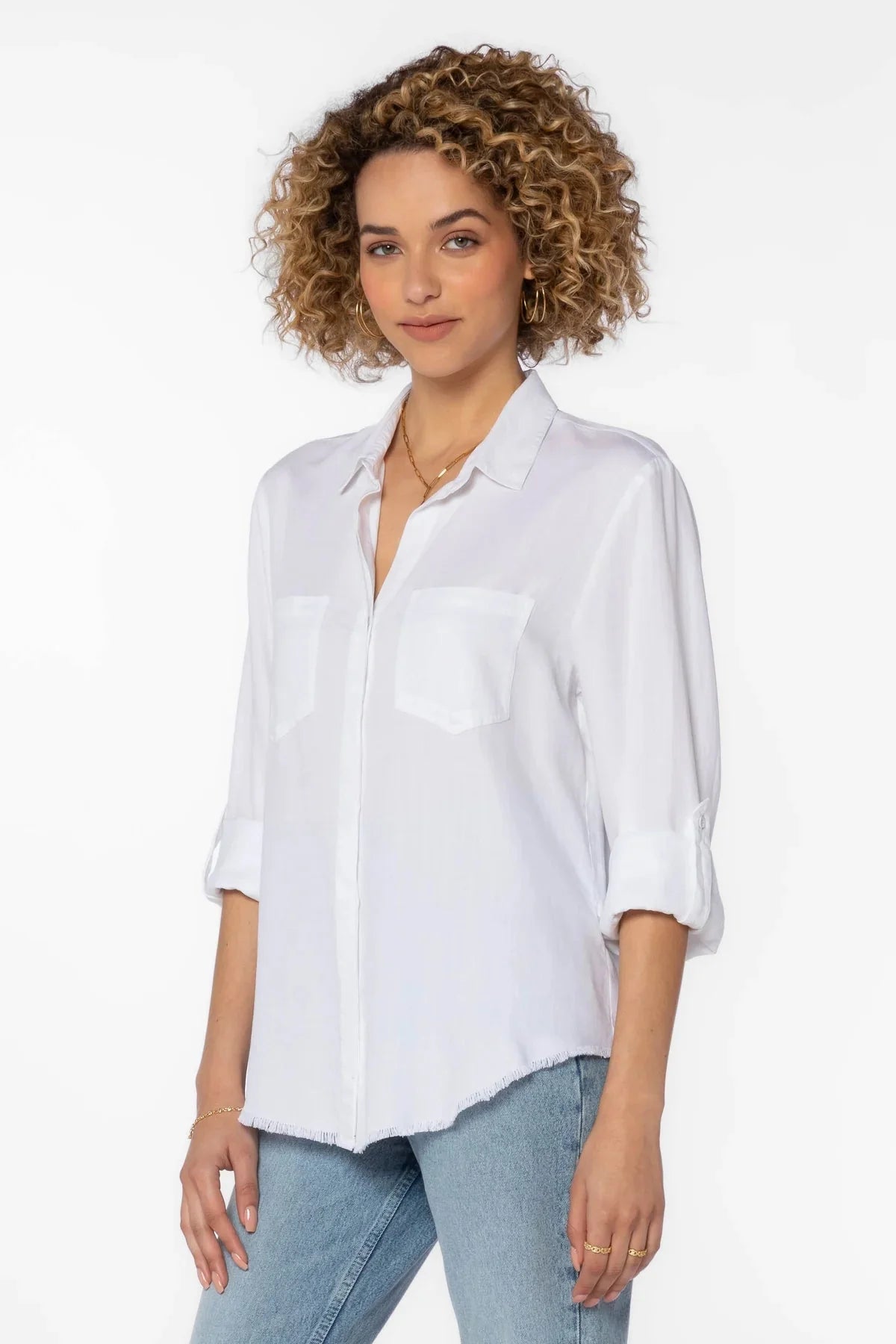 Riley Frayed Hem Button Up Shirt