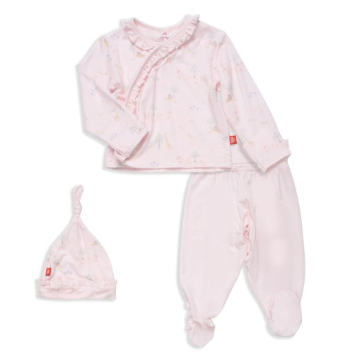 Magnetic Me Pink Serene Safari Modal Magnetic Take-Me-Home Kimono Set With Ruffles
