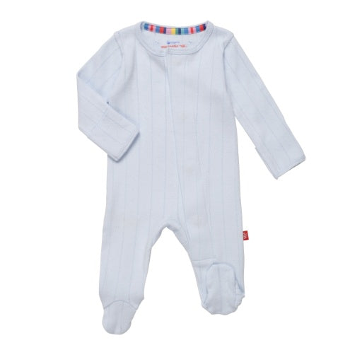 Magnetic Me Love Lines Blue Organic Cotton Magnetic Parent Favorite Footie