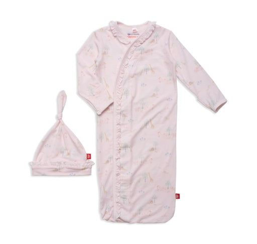 Magnetic Me Pink Serene Safari Modal Magnetic Cozy Sleeper Gown + Hat Set