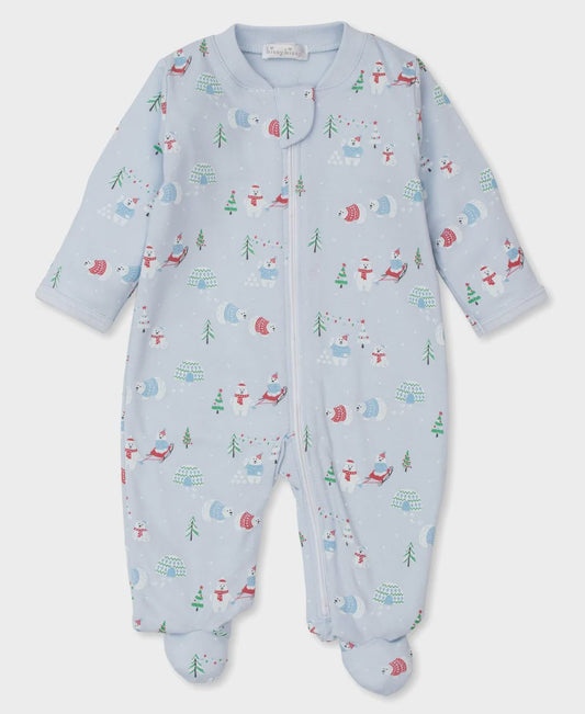 Snow Blue Zip Footie