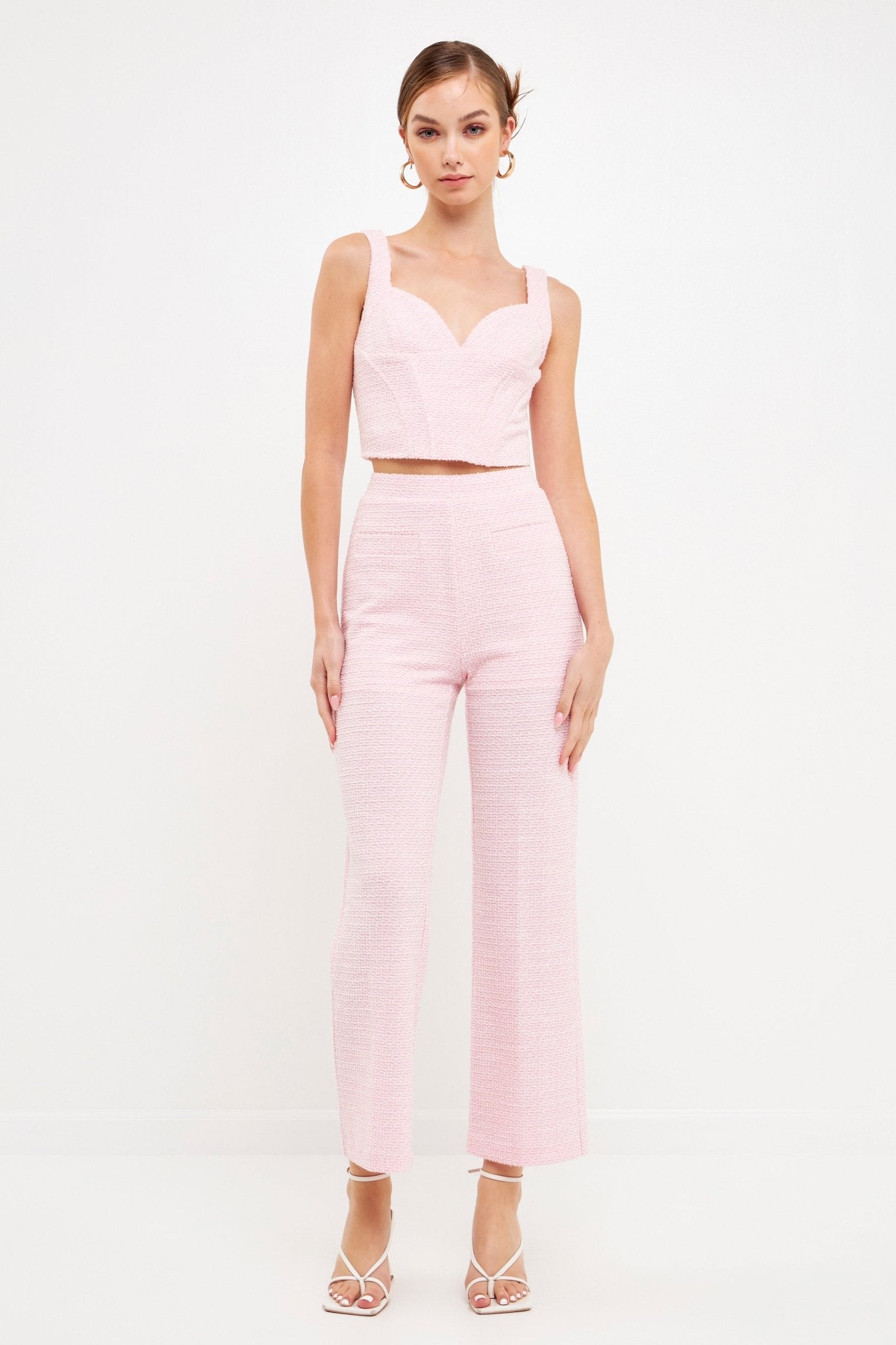 Stretch Tweed Pants Pink