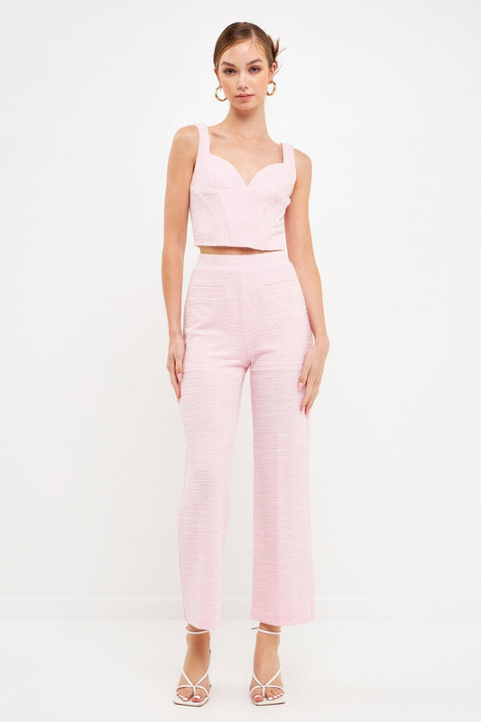 Stretch Tweed Pants Pink