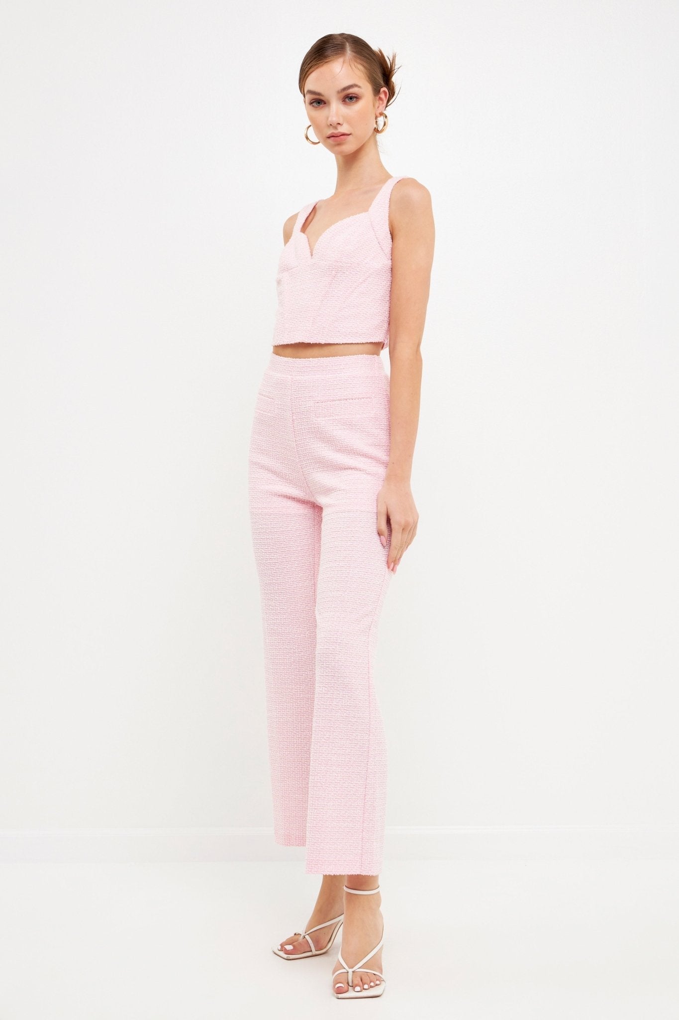 Stretch Tweed Pants Pink