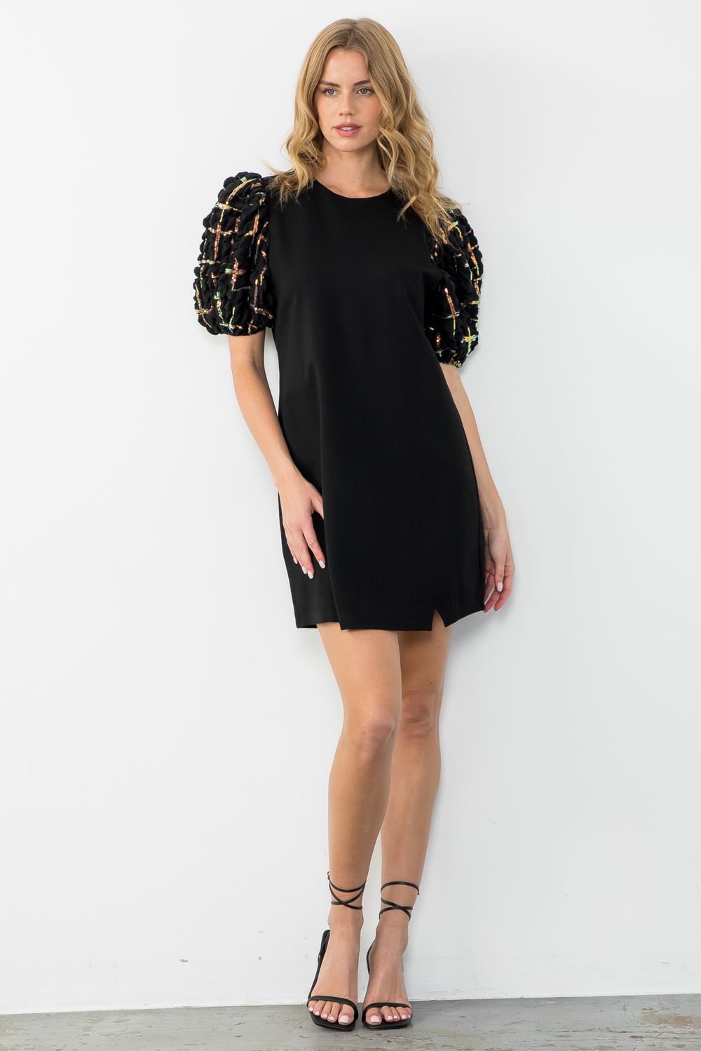 Textured Puff Sleeve Dress