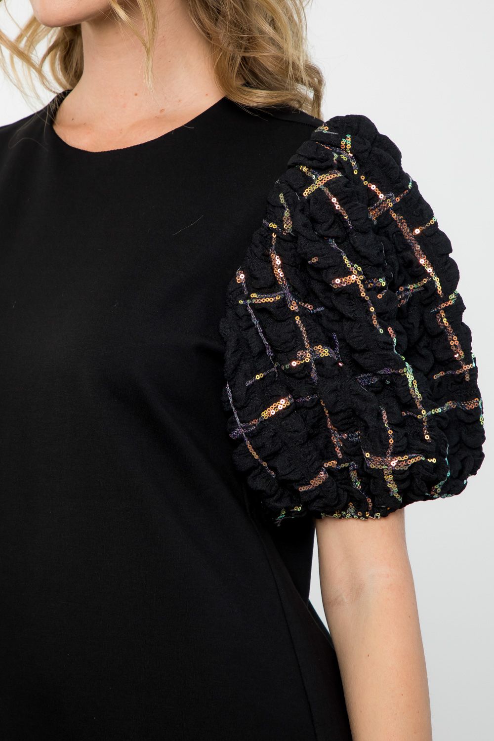 Textured Puff Sleeve Dress